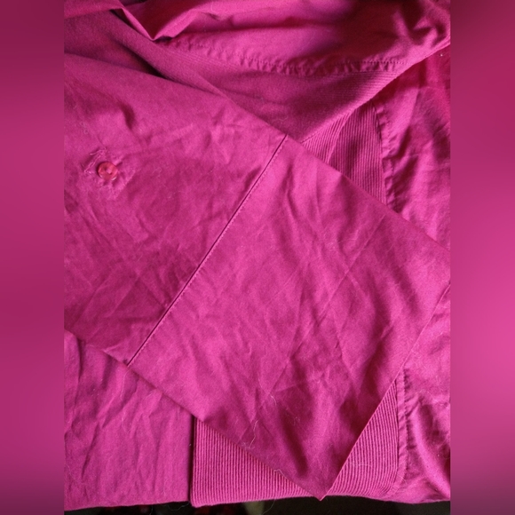 JMS Just My Size Women's Plus Size 3XG Dark Pink/Fuchsia Button Up Shirt Long Sl - Picture 4 of 10